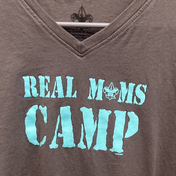 Boy Scouts Real Moms Camp Gray V Neck T-Shirt - M - Picture 3 of 4